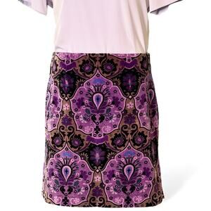 Harold's Velvet Paisley Skirt Purple Cotton Blend Size 12 Vintage 90s Boho Chic